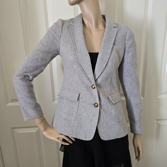 Banana Republic Equestrian Style Jacket SZ 2P Speckled Gray - Picture 2 of 11